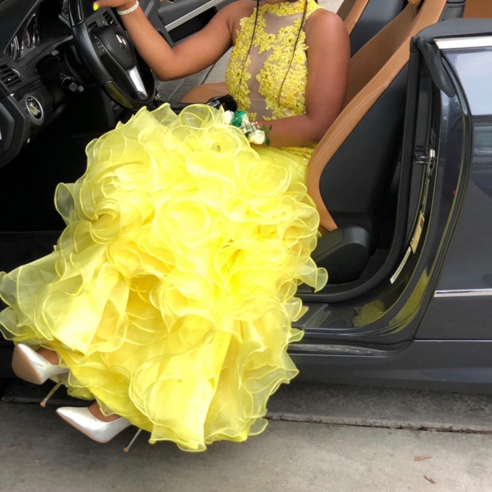 Yellow Silk Prom Dress
